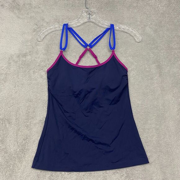 Athleta Swim Tank Top Tankini 32B Blue Pink Bra Sized Kapalua Quick Dry‎ UPF - Picture 1 of 11